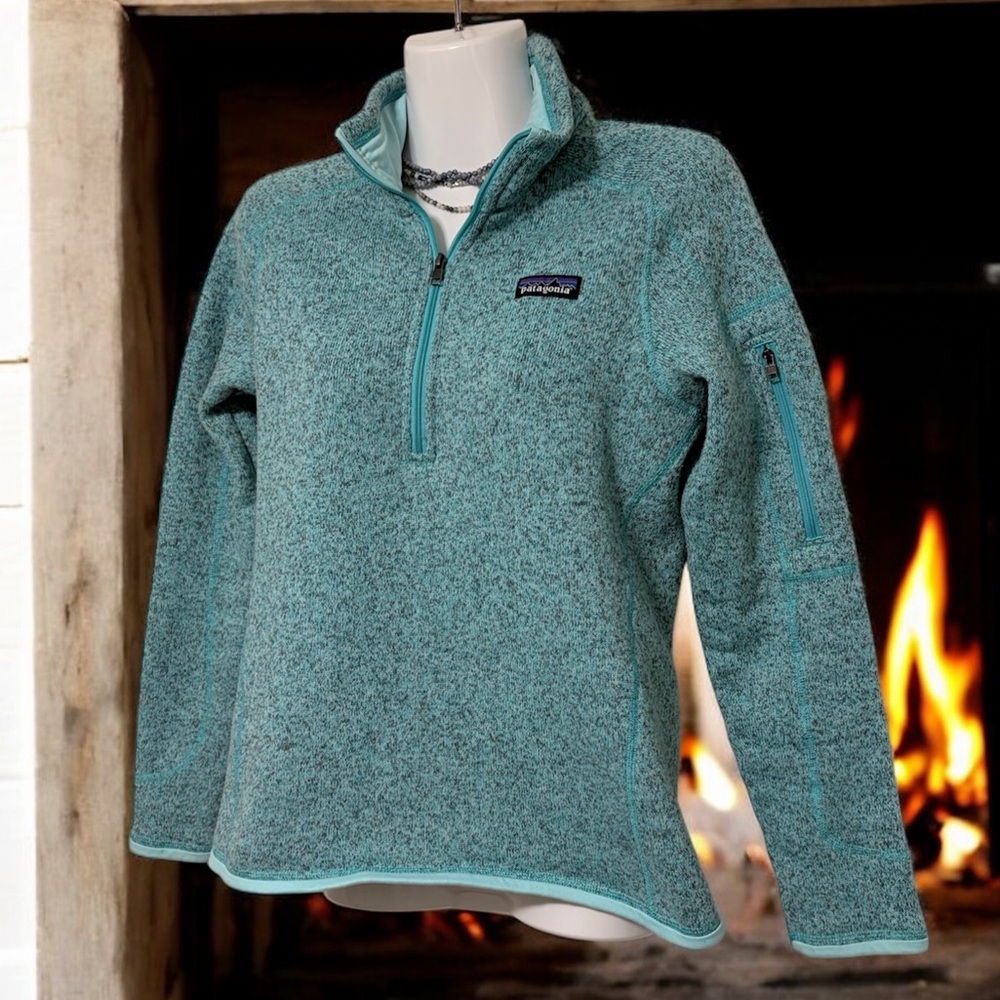 Patagonia Sweater Women’s Small Heather 1/2 Zip Logo Fleece Pullover Sweatshirt